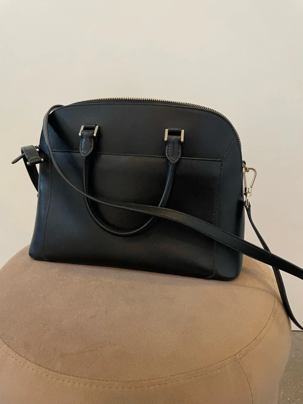 Kate Spade Black Louise Dome Satchel w/ Zippered Front Pocket